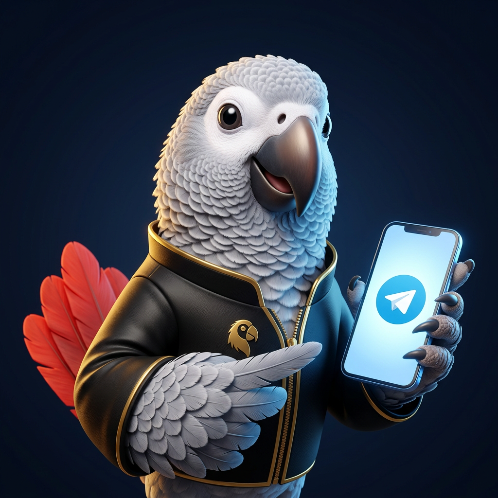 Telefonunda Telegram açık olan Jako maskotu